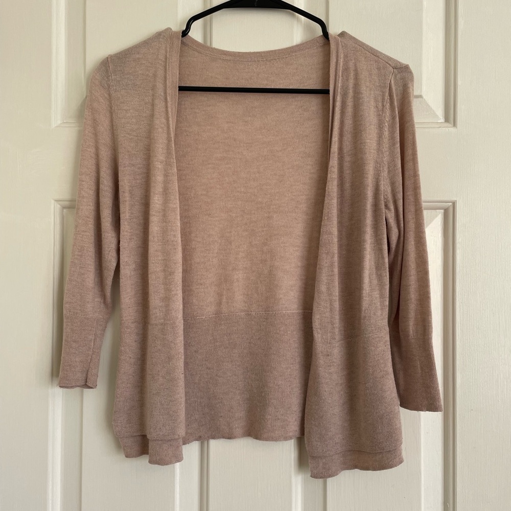 White House Black Market 3/4 Sleeve Tan Cardigan